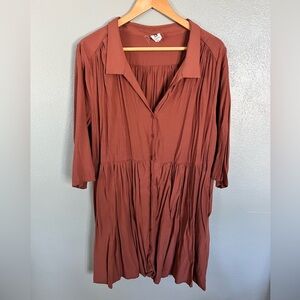 Flawless Terracotta Button-Up Dress